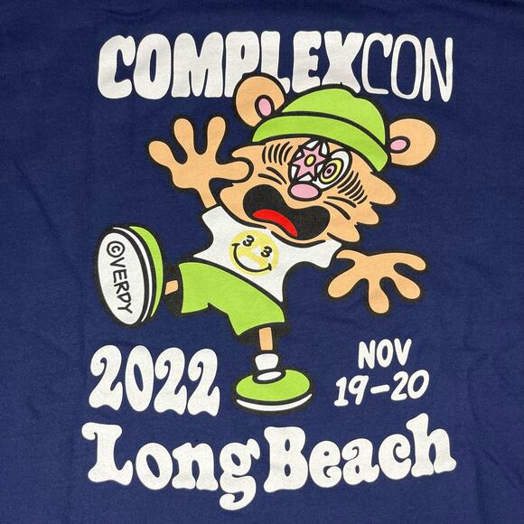 ComplexCon x Verdy 2022 Long Beach Navy Blue Pullover Hoodie Men’s Sz XL NEW - Picture 2 of 5
